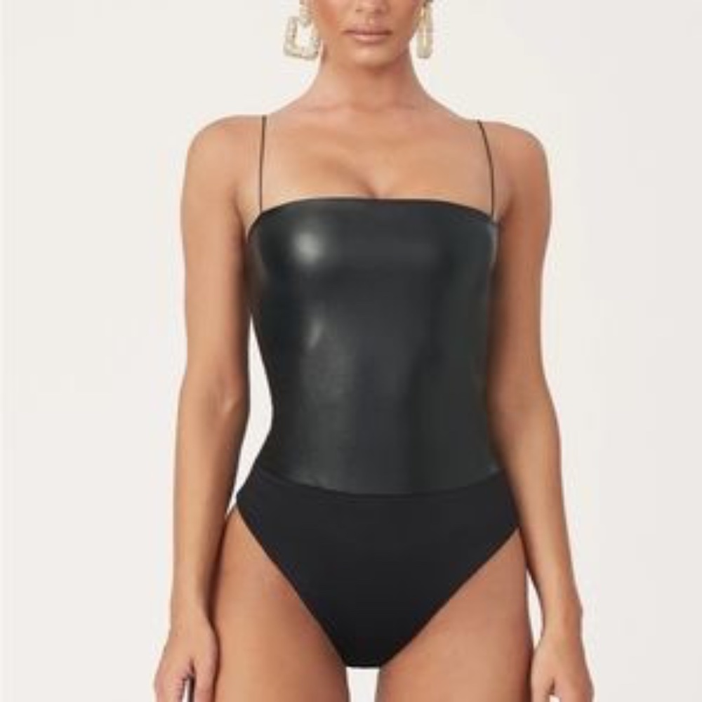 Meshki Vegan Leather Bodysuit